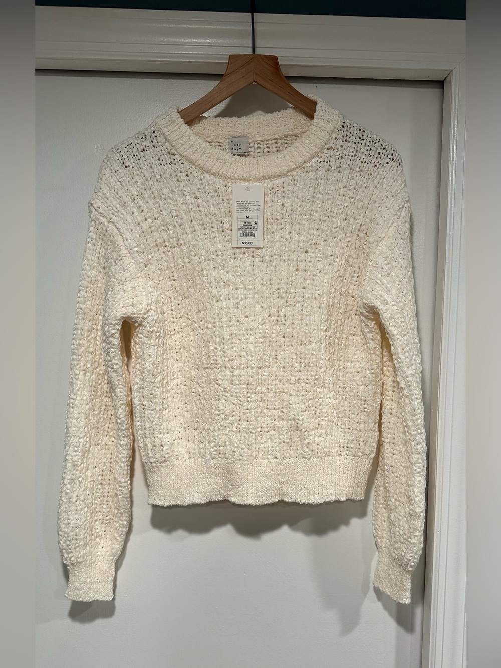 a new day Cream Textured Crewneck Sweater